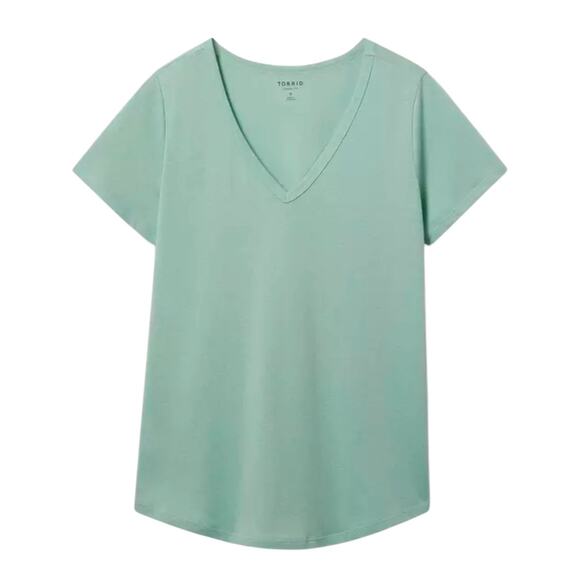 NWT TORRID Girlfriend V-Neck Tee Green Plus Size 0 Regular Size Large 12 - Picture 11 of 11